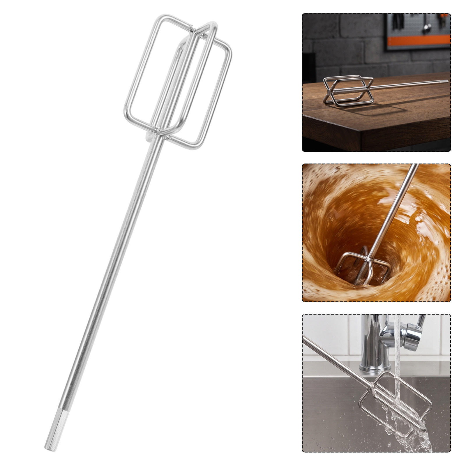 Wine Beer Making Supplies - Hex Shank Stainless Steel Stirrer Rod