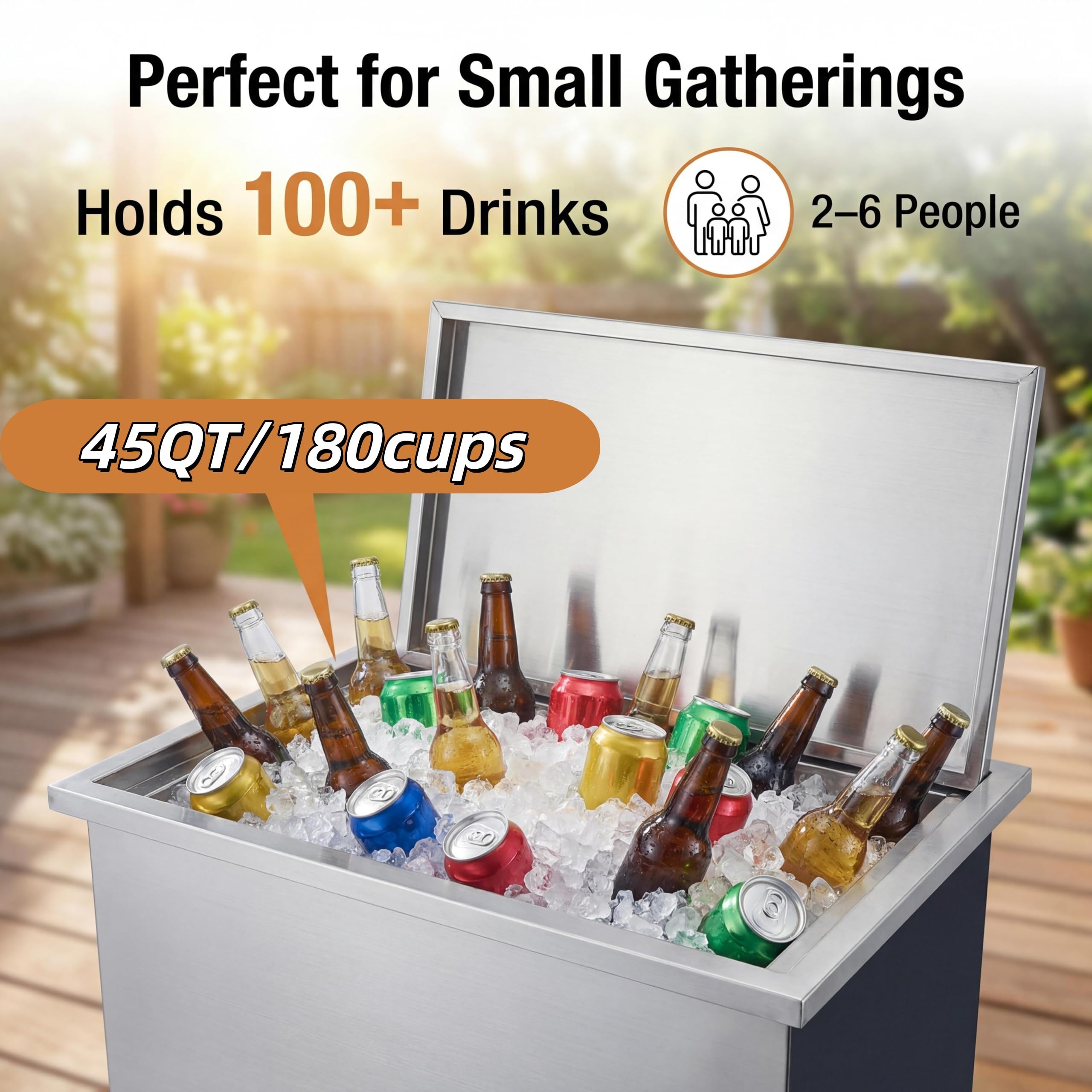 Wine X Beer - Drop-in Ice Chest, Large Capacity Stainless
