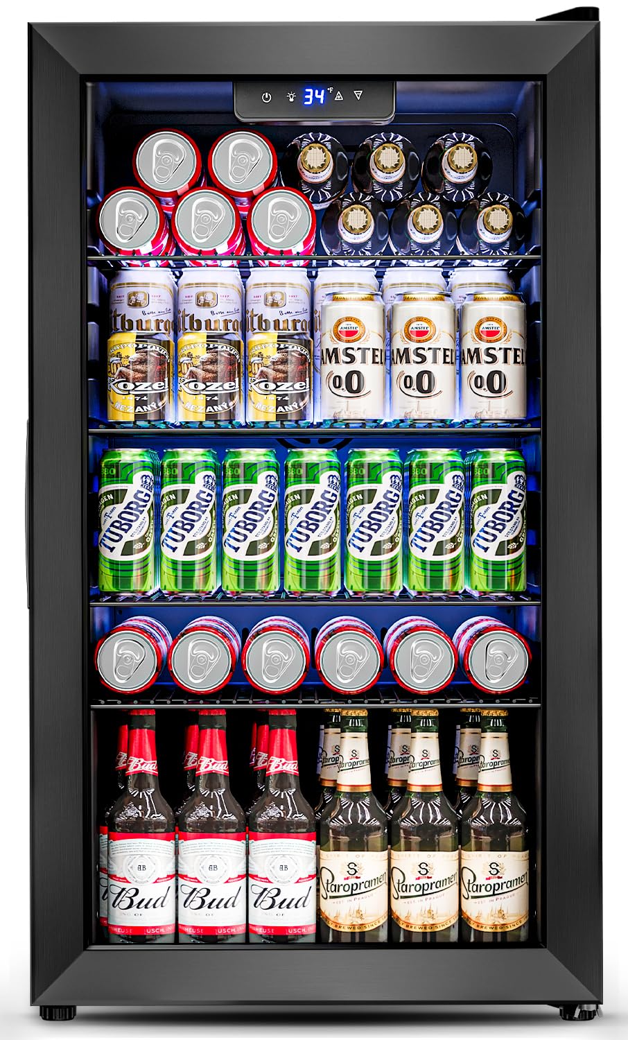 Wine Beer Mini Fridge - 3.2 Cu.Ft Glass Door Mini Fridge
