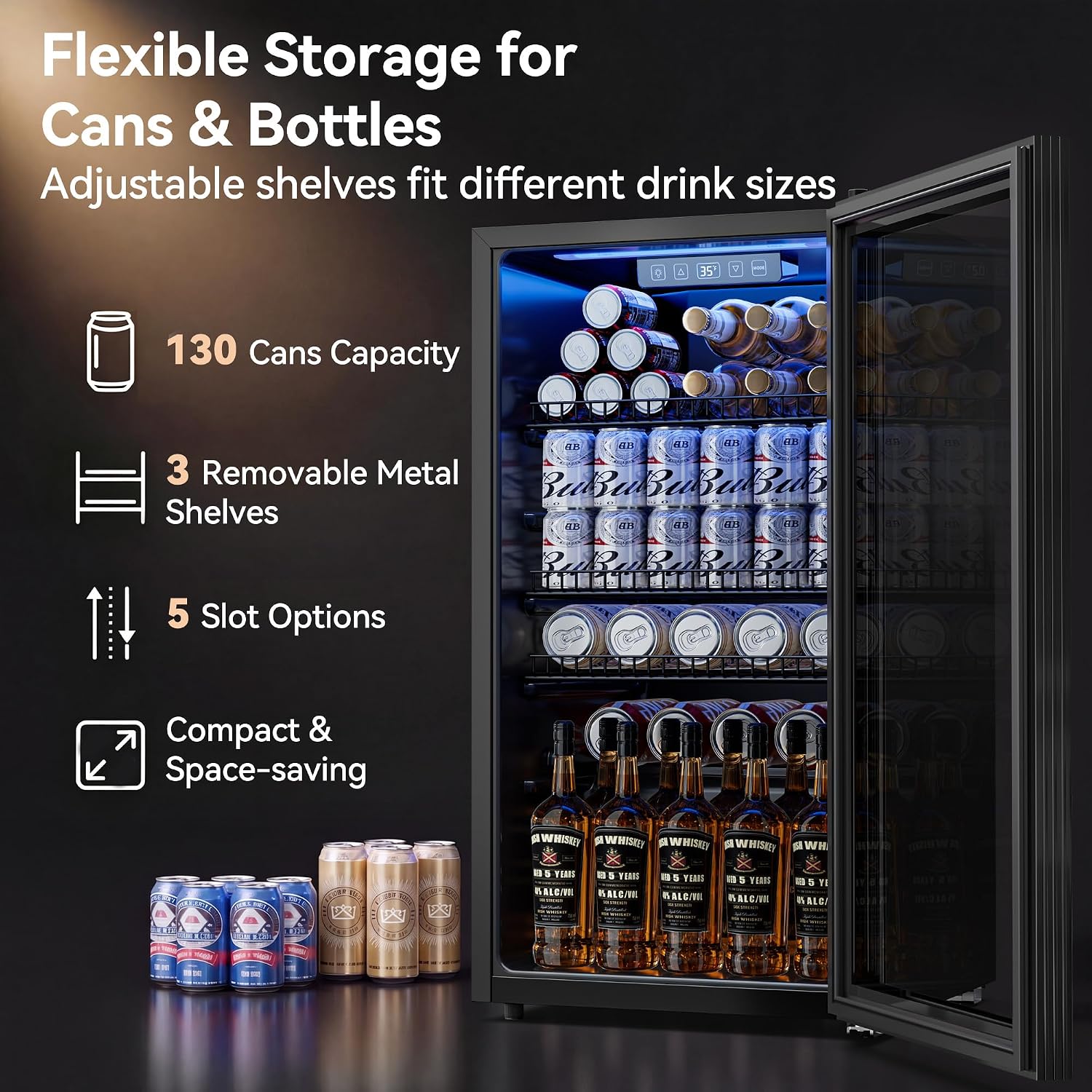 Wine Beer Mini Fridge - 130 Can Mini Beverage Fridge with