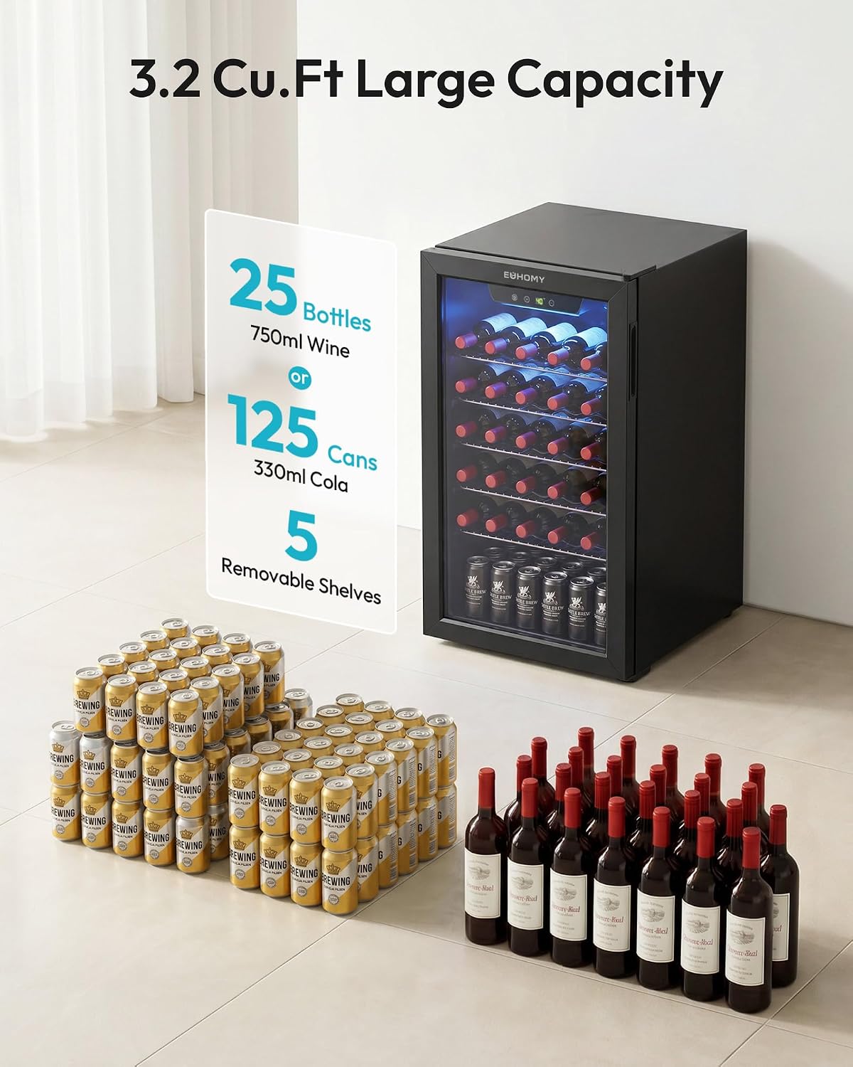 125 Can Beverage Cooler with G - Wine Beer Mini Fridge review and price