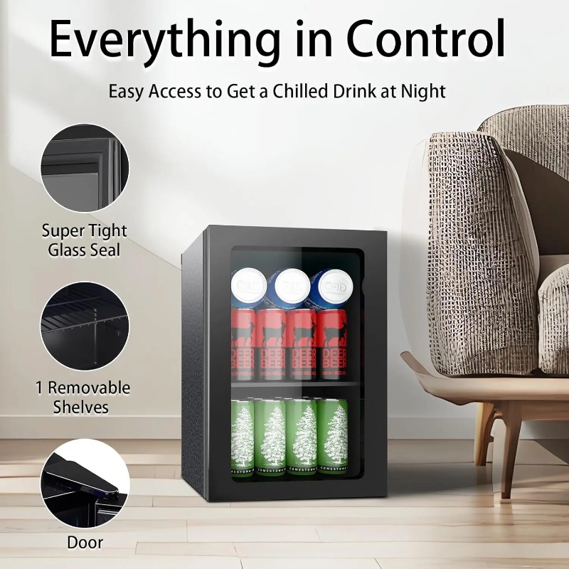 24 Can Mini Fridge with Glass  - Wine Beer Mini Fridge review and price