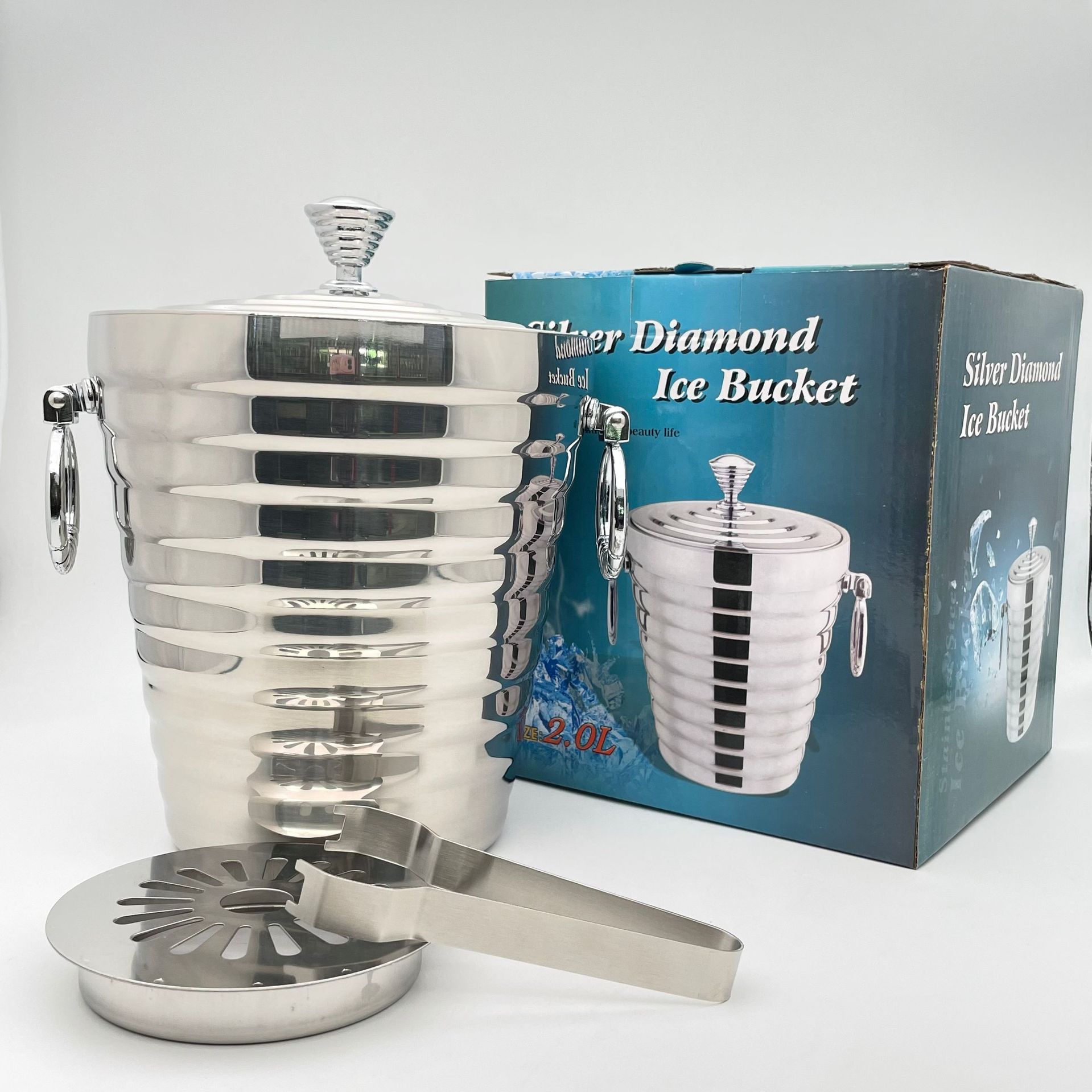 Stainless Steel Double Ice Buc - Ice Bucket Silver review and price