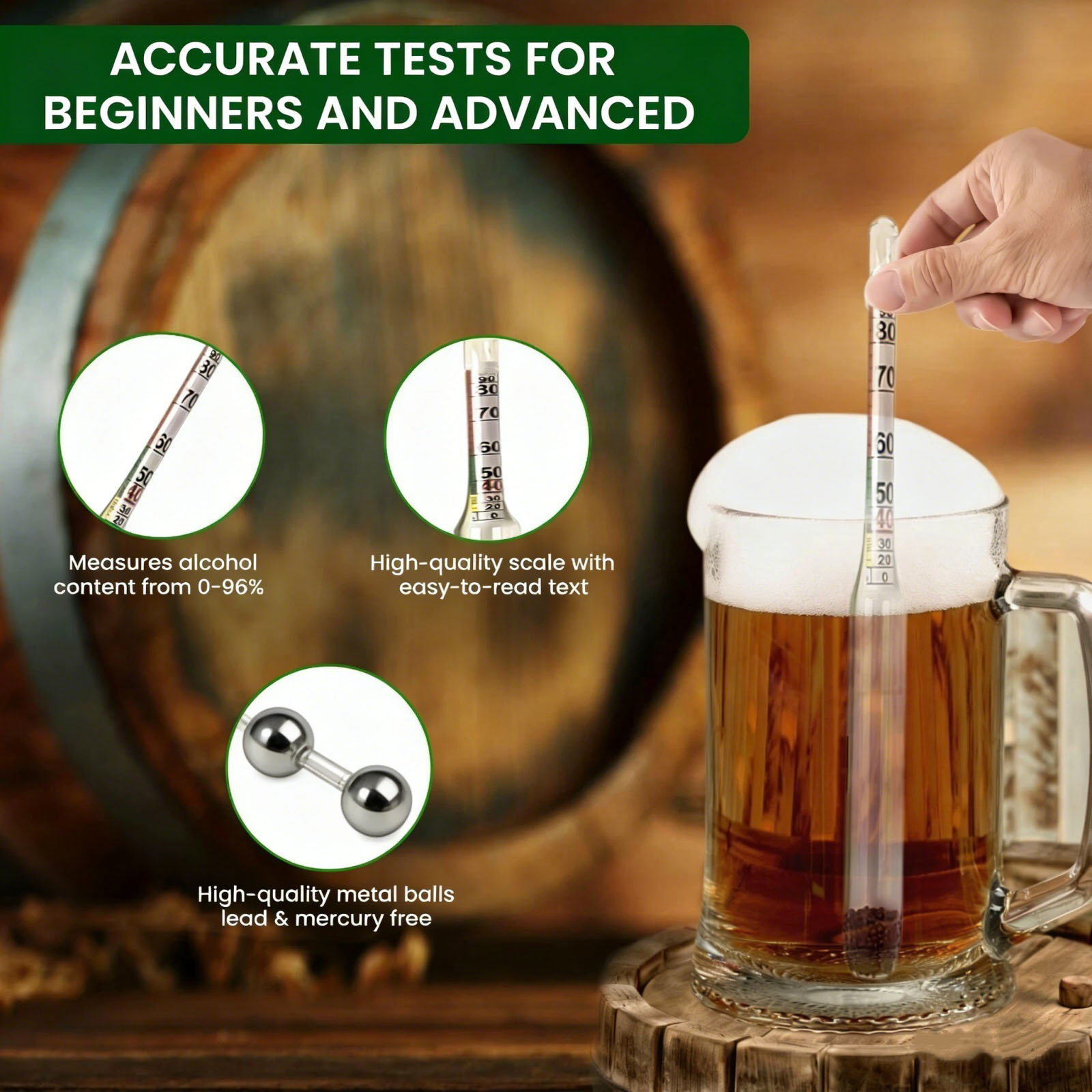0-96% Glass Alcohol Hydrometer - Wine Beer And Mead review and price